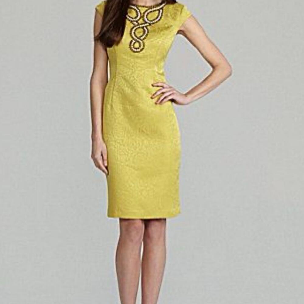 Jones New York Beaded Neckline Embroidered Dress – Green – Size 6